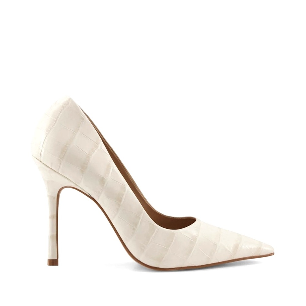 Dune London Cream Winter White Embossed Crocodile Bento Pumps EU 39 US 8. NWT